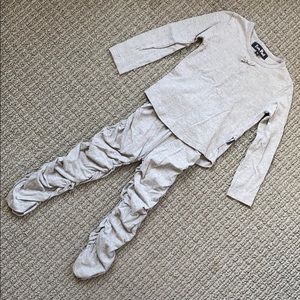 Pom Pom Ruched Grey Matching Set